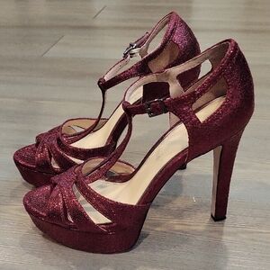 Jessica Simpson Sparkling Maroon Heels